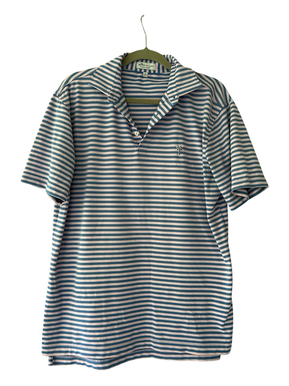 Peter Millar blue and pink striped performance polo size medium
